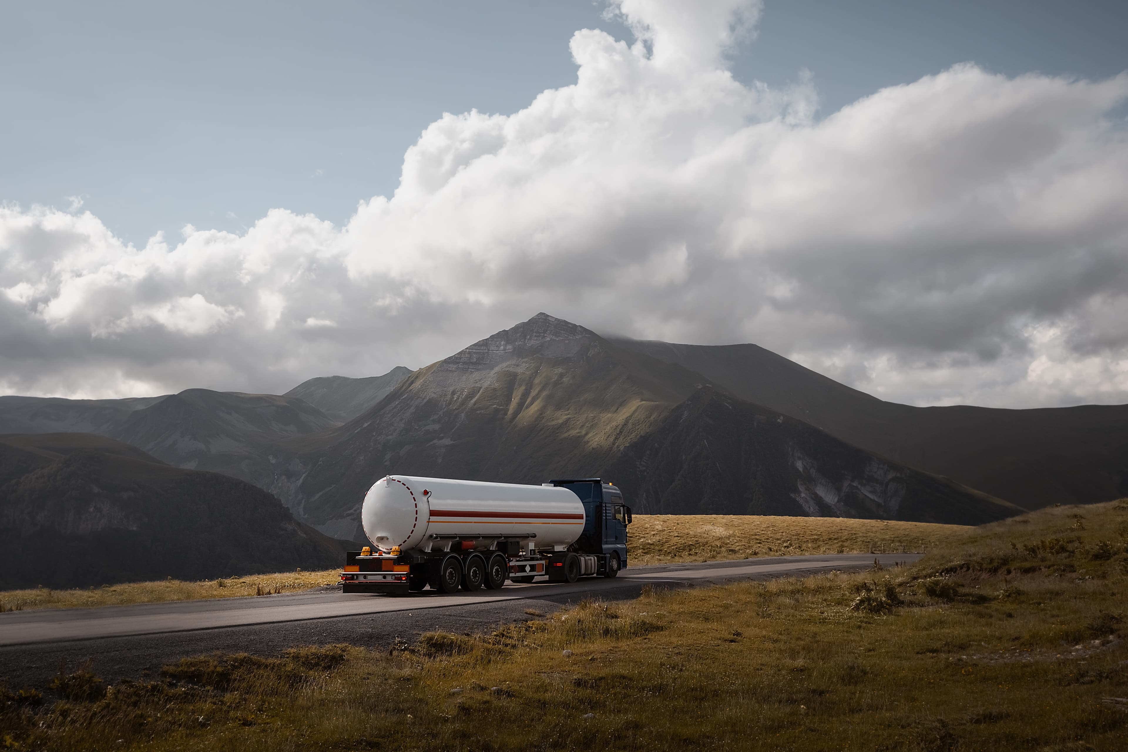 Tanker truck on mountain road